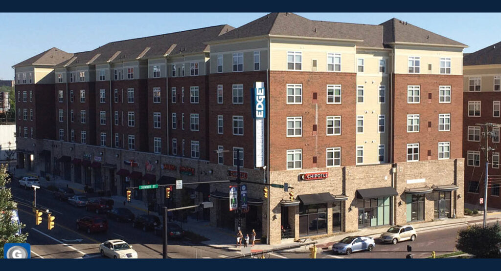 Akron's Univertity Edge off-campus student housing with retail